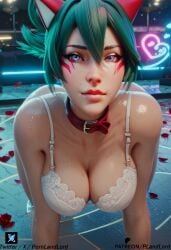 ai_generated big_ass big_breasts bra cameltoe cat_ears fox_ears kiriko_(overwatch) kitsune overwatch overwatch_2 pornlandlord shorts thick thick_thighs wet