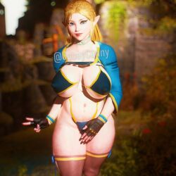 1girls 3d alternate_breast_size big_breasts bikini blonde_hair blue_eyes breasts breath_of_the_wild busty curvaceous curvy curvy_body curvy_female curvy_figure female fingerless_gloves gloves gooey3d huge_breasts large_breasts peace_sign pointy_ears princess_zelda the_legend_of_zelda voluptuous zelda_(breath_of_the_wild)