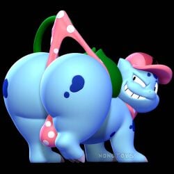 3d 3d_print ass axel_the_bulbasaur backpack balls big_butt blue_body claws clothing digital_media_(artwork) feral genitals hat headgear headwear male nintendo nonotoys pink_clothing pokemon pokemon_(species) polka_dot_underwear raised_foot scarf smile solo underwear