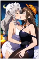 2females 2women ai_generated grayfia_lucifuge high_school_dxd lesbian_couple lesbian_kiss lesbian_sex venelana_gremory yuri yuri yuri