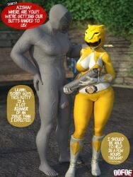 1boy 1girls 3d aisha_campbell big_penis daz_studio helmet_lips mighty_morphin_power_rangers oofoe power_rangers putty_patrol yellow_ranger