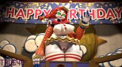 1girls 3d 3d_(artwork) big_breasts breasts clown clown_girl female female_focus female_only five_nights_at_freddy's five_nights_at_freddy's:_secret_of_the_mimic fnaf green_eyes jackie_(fnaf) jackie_(mishuuyu) large_breasts looking_at_viewer pussy red_hair solo tade48 thick_thighs