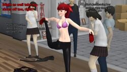 1girls 3girls atlus being_watched exhibitionism kasumi_yoshizawa ofugh persona persona_5 public schoolgirl shameless shirt_removed skirt_removed undressing xnalara