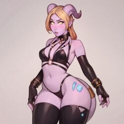 ai_generated draenei ion latex latex_clothing revealing_clothes skin_tight thighhighs