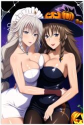 2females 2women ai_generated grayfia_lucifuge high_school_dxd lesbian_couple venelana_gremory yuri yuri yuri