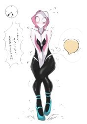 desperation elfie_(pixiv) frantic gwen_stacy holding_crotch marvel_comics omorashi pee_desperation pee_holding spider-gwen spider-man:_across_the_spider-verse spider-man_(series)