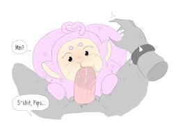 ass_up blowjob blowjob_face blowjob_pov blue_eyes blush cheek_bulge grey_fur humanoid humanoid_penis pink_fur pov rcsebud slendytubbies slendytubbies_oc speech_bubble