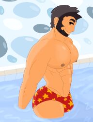 abs big_ass finn_delgado male_only muscular muscular_male pecs pool reality_resort self_upload solo_male speedo tan_body thick_thighs