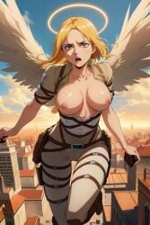 1girls ai_generated angel angel_wings breasts halo original original_character self_upload stardeer topless