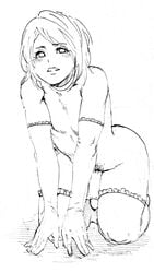 1boy aian androgynous gloves ironkat long_hair male male_only monochrome penis pubic_hair sketch solo stockings trap