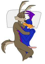 bed furry furry_only loonatics_unleashed male multiple_males no_humans nude penis rev_runner sex sleeping soft_feathers tech_e._coyote yaoi