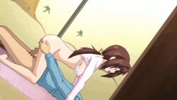 animated bouncing_breasts bra breasts brown_hair censored cowgirl_position kanako koiito_kinenbi_the_animation_memorial penis ponytail sex shirt_lift sitting_on_person tied_hair vaginal_penetration