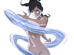 1girls avatar_legends blue_eyes brown_hair brown_skin dark-skinned_female dark_skin female female_only fighting hourglass_figure human korra large_breasts martial_arts nicksor nude smooth_skin solo tentacle the_avatar the_legend_of_korra water water_tentacle water_tribe waterbending