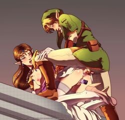 1boy 1boy1girl 1girls anal arm_guards balls blonde_hair blue_eyes blush boots breasts breasts_out brown_hair clothed_sex crown cum dildo dress female from_behind hat high_heels link link_(twilight_princess) male nintendo nipples open_mouth penis phrygian_cap pointy_ears princess princess_zelda pussy pussy_juice queen-zelda ribbon sex the_legend_of_zelda thighhighs twilight_princess zelda_(twilight_princess)