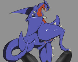 anus ass bald barefoot black_eyes dragon dragontherapist drooling erection female feral garchomp grey_background happy lizard looking_at_viewer looking_down male nintendo nude on_floor penis plain_background pokemon pokemon_(species) pov presenting presenting_hindquarters pussy raised_leg reptile saliva scalie shadow sharp_teeth shiny smile spikes spread_legs spreading teeth tongue tongue_out yellow_eyes