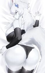 2025 clothing fox_girl fur furry furry_only nyova on_bed tagme vtuber white_fur