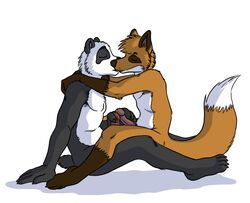 anthro canine fox frottage fur furry gay kissing male no_humans panda penis rayfkm somax whity