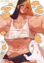 big_penis english_dialogue english_text erection_pushing_underwear erection_under_clothes fat_ass feminine_male futa_is_bigger futanari liuskin long_hair male muscular_futa original original_character small_penis spread_ass spreading spreading_anus thick_thighs