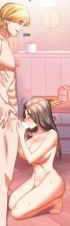 affair blonde_hair_male blowjob brown_hair cheating_(relationship) cheating_wife closed_eyes edit grin infidelity kneeling_blowjob kneeling_female kneeling_oral_position long_hair manhwa muscular_male smirk standing standing_male sucking_cock sucking_penis white_skin younger_male