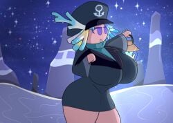 big_ass big_breasts cookie_run cookie_run_kingdom coral different_hair_style kyle5021 lantern night ocean ocean_background star_coral_cookie