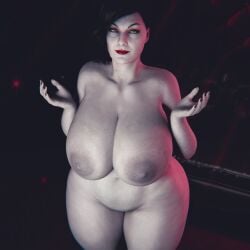 1girls alcina_dimitrescu black_hair breasts capcom cleavage female huge_breasts large_breasts looking_at_viewer pale-skinned_female pale_skin resident_evil resident_evil_8:_village sex smile thethiccart voluptuous voluptuous_female