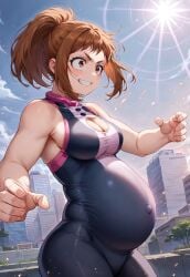 ai_generated big_belly big_breasts my_hero_academia ochako_uraraka ochako_uraraka_(hero_outfit) pregnancy pregnant pregnant_belly ready_to_pop uraraka_ochako uraraka_ochako_(hero_outfit)