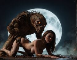 1boy 1girls ai_generated female_human female_human/male_feral female_human/male_monster feral_on_female feral_on_human full_moon interspecies interspecies_sex male_feral male_feral/female_human male_monster monster monster_on_female monster_on_human monster_penetrating noone3d petite slim slim_waist