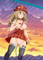 1girls anal anal_beads bag black_legwear blonde_hair blue_eyes blush breasts brown_hair censored censored_pussy chain-link_fence clothing egg_vibrator exhibitionism female fence from_below hat human human_only large_breasts long_hair messenger_bag navel neck_ribbon nintendo nipples no_panties nyuu_(manekin-eko) outdoors pixiv pleated_skirt poke_ball pokemon pokemon_xy public public_topless public_vibrator pussy pussy_juice ribbon serena_(pokemon) serena_(pokemon_games) shoulder_bag shoulder_length_hair skirt smile solo stockings sunglasses sunglasses_on_head thighhighs topless uncensored uncensored_breasts upskirt vibrator vibrator_in_thighhighs