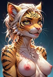 ai_generated body_fur character claws female_only fit_female furry furry_female furry_girl girl_tiger humanoid humanoid_tiger khajiit mammal muscular_female nipples original sexxxlife sexxxlifecom tiger