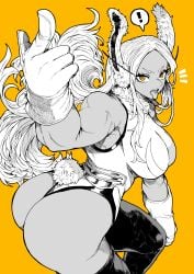 ! 1girls :p absurd_res absurd_resolution absurdres alternate_version_available animal_ears ass ass_focus big_ass big_breasts big_butt black_and_white boku_no_hero_academia boobs_and_butt_pose breasts bunny_ears bunny_girl bunny_tail commentary_request curvaceous curvy curvy_female curvy_figure dark-skinned_female dark_skin female female female_focus female_only floating_hair foreshortening from_side gloves greyscale greyscale_with_colored_background hi_res high_resolution highleg highleg_leotard highres index_finger_raised large_ass large_breasts leotard long_eyelashes long_hair looking_at_viewer mirko monochrome muscular muscular_arms muscular_female my_hero_academia notice_lines open_mouth outstretched_arm parted_bangs partial_commentary pose posing rabbit_ears rabbit_girl rabbit_tail rumi_usagiyama short_eyebrows shounen_jump sideboob simple_background solo solo_female solo_focus spoken_exclamation_mark tagme tail thighhighs tongue tongue_out v-shaped_eyebrows very_long_hair voluptuous voluptuous_female yellow_background yellow_eyes yotsumi_shiro