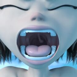 1girl 3d angry animated areola areolae borrowed_character eyelashes female giantess huge_breasts julia_(cubanapple) lithiumlord mouth_fetish mouth_focus no_bra no_sound open_mouth screaming solo swinging_uvula teeth tongue upper_body uvula video