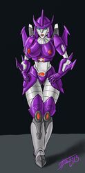 1girls alien alien_girl big_breasts black_background breasts curvy curvy_body curvy_female curvy_figure curvy_hips cybertronian fan_character female female_only galvatron grriva high_heels looking_at_viewer machine mechanical only_female panties posing purple_panties pussy red_lipstick red_nipples robot robot_girl rule_63 solo solo_female transformers