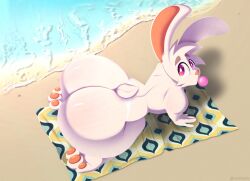 1boy anthro ass beach big_ass footfoxxy furry looking_at_viewer male nude tagme