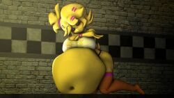 1girls bloated_belly chica_(cally3d) digestion fat female female_only five_nights_at_freddy's qpwuzhere sleeping tagme vore