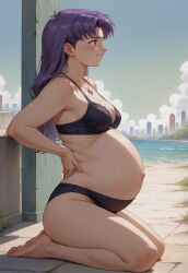 ai_generated big_belly big_breasts bra breasts lingerie misato_katsuragi neon_genesis_evangelion panties pregnancy pregnant pregnant_belly ready_to_pop underwear