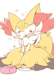 1girls big_ears big_tail black_fur blush braixen canine egg_vibrator female female_only fox fur furry heart inner_ear_fluff masturbation nettsuu nintendo nude open_mouth orange_fur pokémon_(species) pokemon pokemon_(species) pokemon_xy pussy_juice red_eyes sex_toy simple_background sitting solo sweat tail tongue trembling vibrator video_games wariza wet white_background white_fur yellow_fur