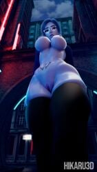 3d 3d_(artwork) 3d_model 3d_render blender blender3d blender_(artwork) blender_(software) blender_cycles naked naked_female overwatch overwatch_2 sweat thighhighs thighs wet wet_body wet_skin widowmaker