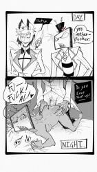 alastor_(hazbin_hotel) anal_sex bed claws gay hazbin_hotel male radio_demon vox_(hazbin_hotel)