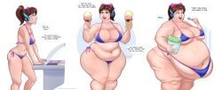 bbw comic comic_strip d.va eating fat_ass huge_ass huge_belly icecream massive_belly overwatch overwatch_2 ssbbw unhealthy weight_gain