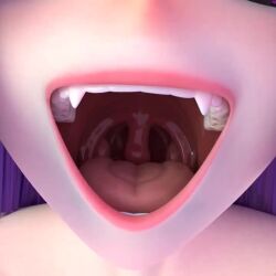 3d animated eyes_out_of_frame fangs female lithiumlord mouth_fetish mouth_focus no_sound open_mouth presenting_mouth solo swinging_uvula teeth tongue uvula uvula_focus video