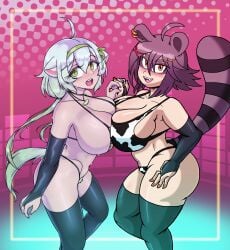 armpits breast_squish breasts_squeezed_together bush ferret_girl handholding laimu large_breasts large_penis looking_at_viewer poopishness raccoon_girl scuttlefish snuffy sweat tagme virtual_youtuber