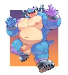 2023 anthro artist_name balls belly biceps big_balls big_belly big_penis blastoise blu_(o-ro) blue_arms blue_body blue_ear blue_hand blue_legs blue_tail bracelet clothed clothing colored_nails digital_media_(artwork) eyebrows footwear frankenstein generation_1_pokemon gradient_background grey_clothing grey_footwear grey_shoes halloween heterochromia hi_res holidays jack-o'-lantern jewelry looking_at_viewer male male_only nails navel nintendo nipples o-ro open_mouth orange_background orange_clothing orange_underwear overweight overweight_anthro overweight_male pecs penis pokeball pokemon pokemon_(species) purple_background purple_ear purple_hand purple_legs reptile scalie screw screws sharp_teeth shoes short_tail simple_background smile smiling_at_viewer solo stitch_(sewing) tail tan_belly tan_body tan_nipples teeth tongue topless topless_anthro topless_male underwear white_background white_nails