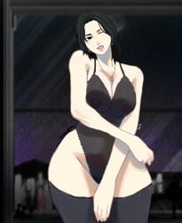 big_breasts black_hair earrings lingerie lookism manhwa milf necklace reporter_kim self_upload short_hair thighhighs wide_hips yeonwoo_kim