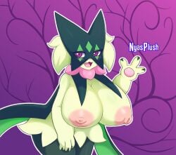 2024 anthro anthro_only big_breasts female female_focus female_only furry furry_only game_freak generation_9_pokemon meowscarada nintendo non-human_areolae nyasplush pokemon pokemon_(species) solo solo_female twitter_link