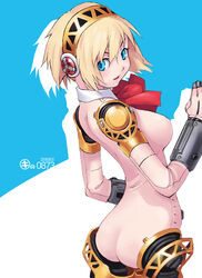 aegis_(persona) aigis_(persona) android blonde_hair blue_eyes bow cyborg kei_jiei megami_tensei persona persona_3 ribbon robot_joints short_hair solo