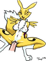 anthro breasts canine digimon female fox fur furry jimp male penetration plain_background renamon straight vaginal_penetration white_background