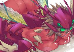 anthro arthropod ass breasts cum cum_in_mouth cum_inside cum_on_breasts cum_on_face female green_eyes insects kha'zix league_of_legends licking licking_lips multi_eye pink_nipples red_skin rule_63 tongue unknown_artist wings