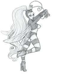 clothing earthworm_jim_(franchise) female high_heel_boots high_heels long_hair monochrome no_humans princess_what's-her-name solo tagme