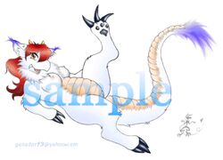 claws flammie furry horns large_breasts long_hair pawpads red_hair sample seiken_densetsu tail