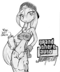 1girls breasts crossover dc_comics female female_only grand_theft_auto greyscale king-cheetah monochrome smooth_skin solo teen_titans terra